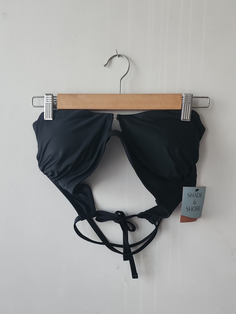 Shade & Shore Black Tie-Back Bikini Top